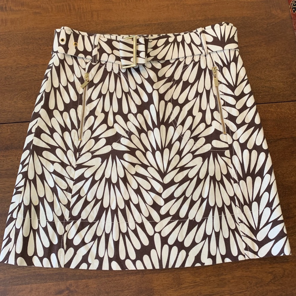 Tory Burch Brown and White Floral Mini Skirt